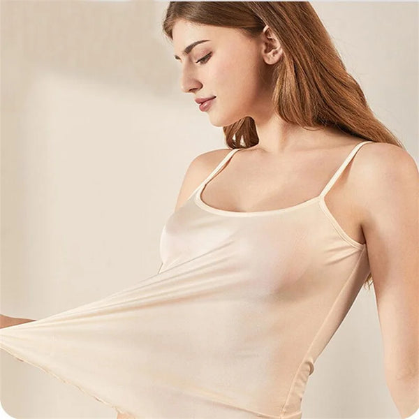 Silk Halter Neck Solid Cami Vest Women's Sleeveless Tank Top